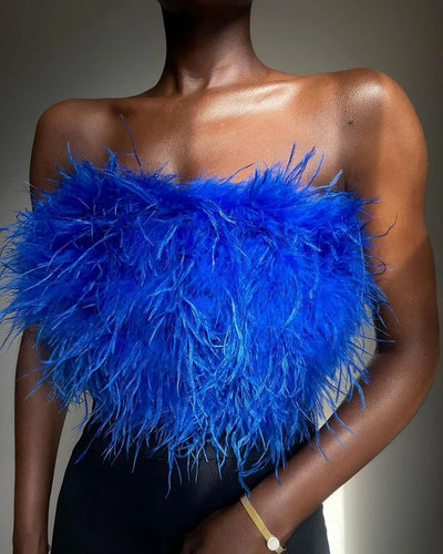 Fashion fluffy multi color fur tube top all match eprolo BAD PEOPLE