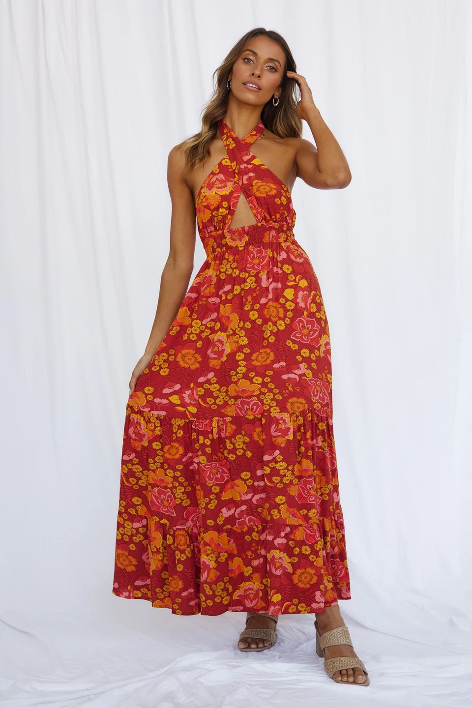 Long floral dress for women