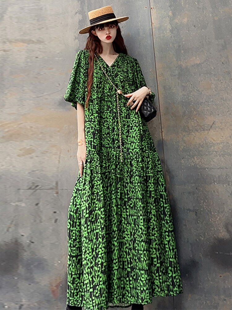 Abito lungo fantasia donna