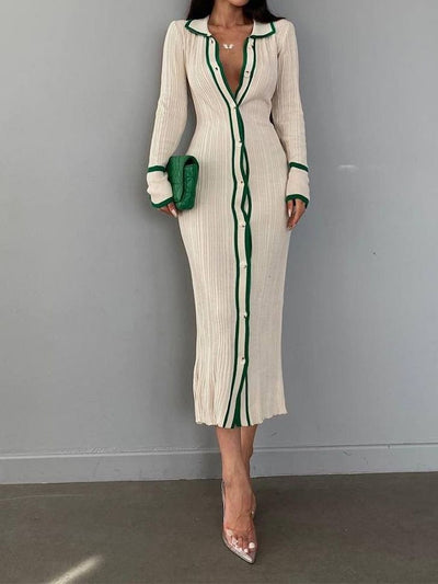 Knit Button Down Bodycon Sweater Dress Long Sleeve eprolo BAD PEOPLE