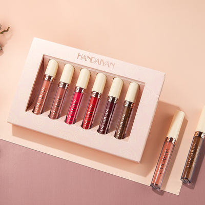 HANDAIYAN 6 Matte Rose Lip Gloss Liquid Lipsticks Are Not Easy To Stain The Cup Is Not Easy To Fade Matte Lip Gloss Set Cosmetics eprolo BAD PEOPLE