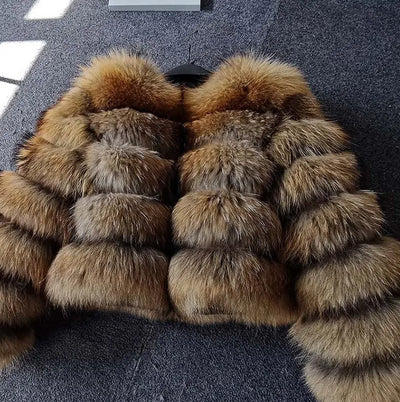 Real Fox Fur Luxury Jacket Outwear Female MUST HAVE