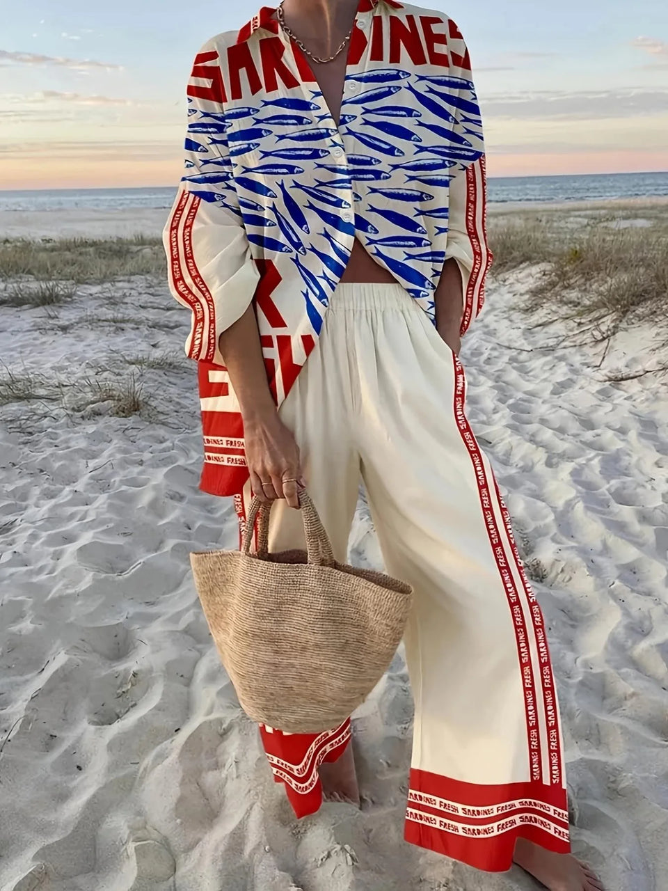 Fashion Print Beach Holiday 2-Piece Set Women