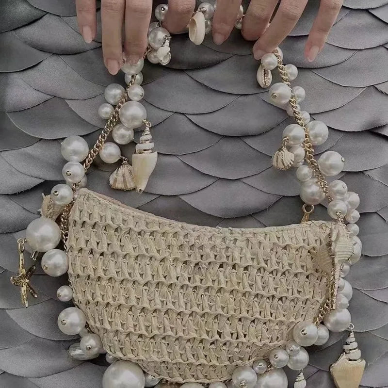 Fairy Pearl Conch Grass Woven Bag
