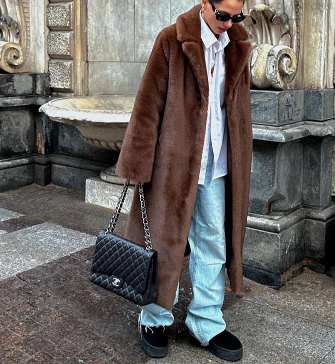 Pelliccia lunga ecologica donna