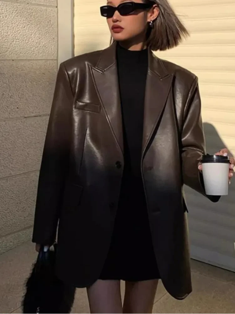 Giacca blazer oversize morbida ecopelle