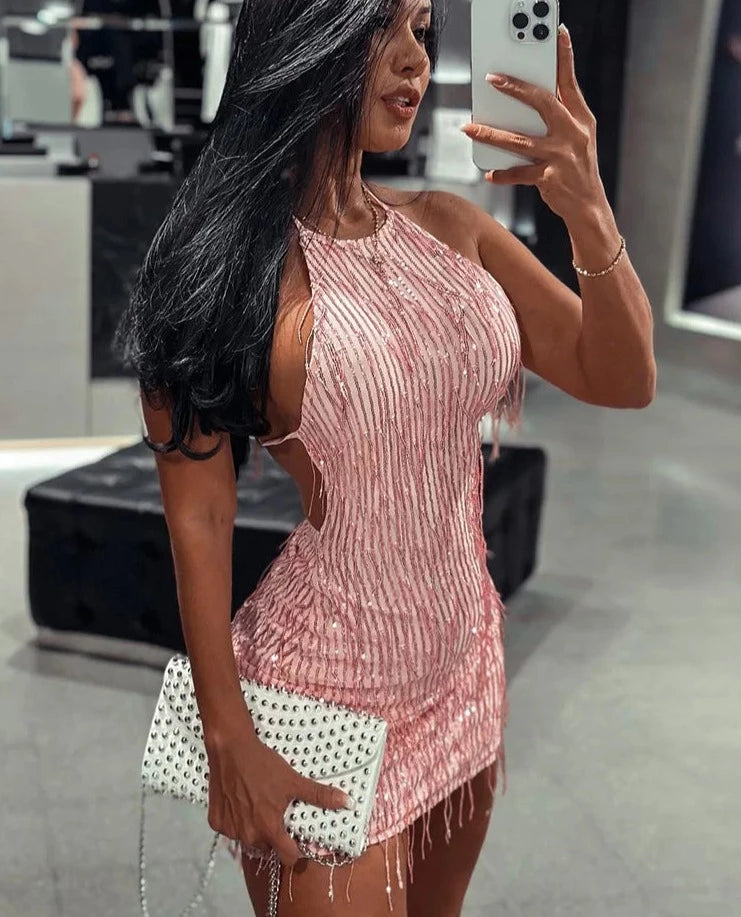 Abito corto con lavorazioni donna