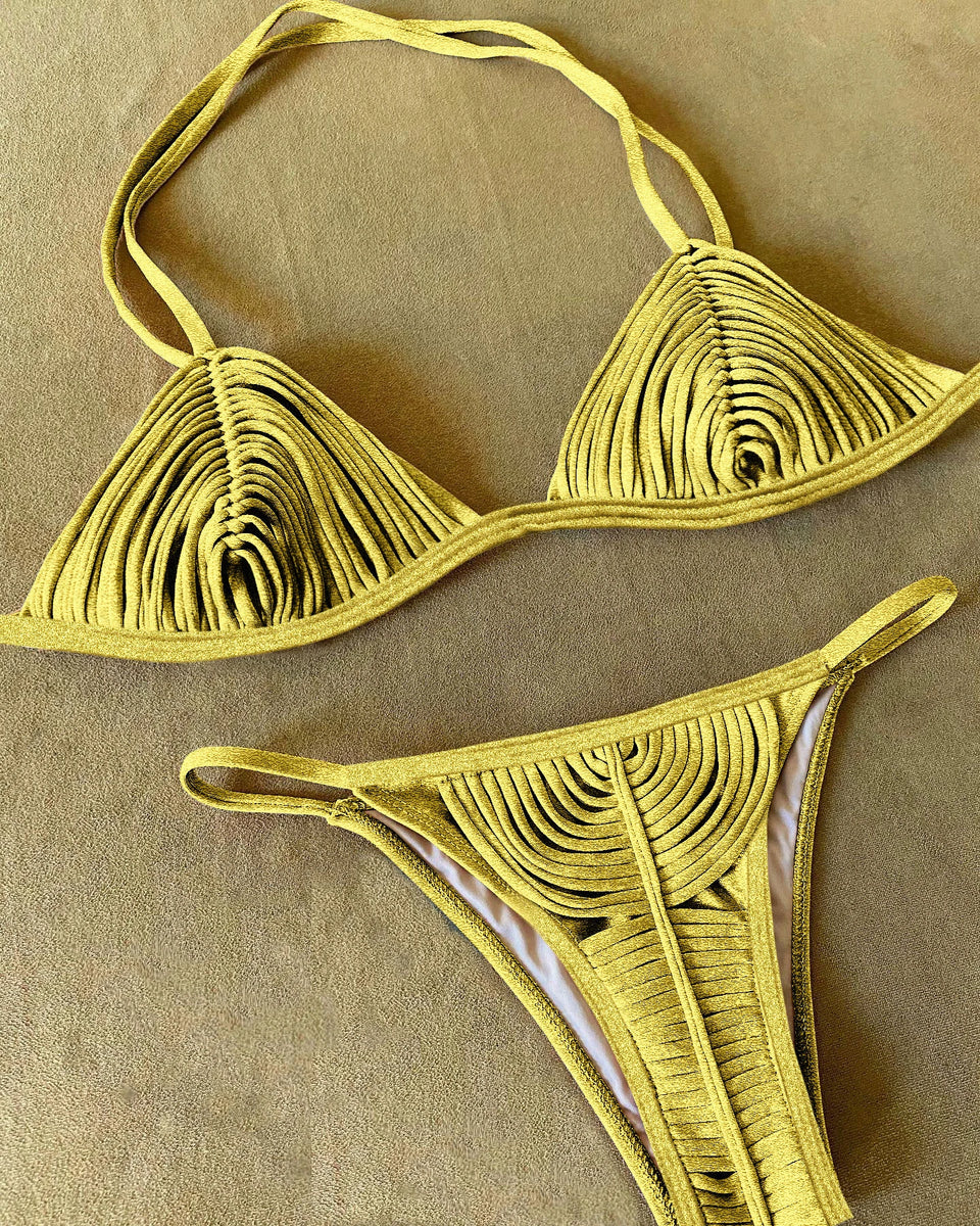 Braided Rope Bandage Stripes Brazilian Bikini Swimwear