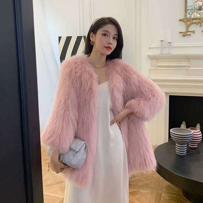 Furry Faux Bear Fluffy Outerwear Pink MUST HAVE