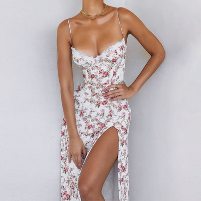 Abito lungo fiori scollato donna MUST HAVE