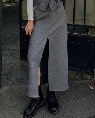 Gonna lunga elegante con spacco Gray BAD PEOPLE