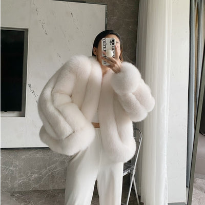 luxury Natural Fox Fur Short Jacket coats MUST HAVE