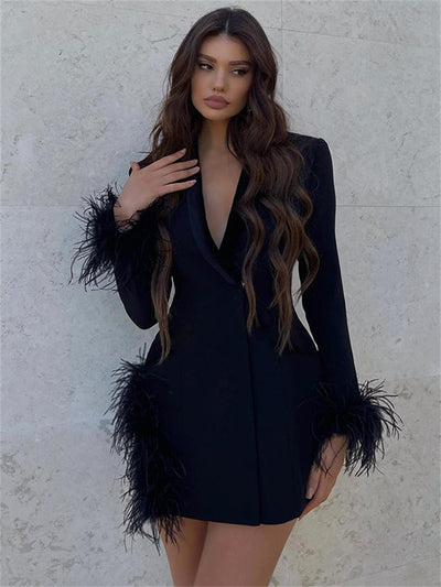 Abito blazer fur scollato Gilda MUST HAVE