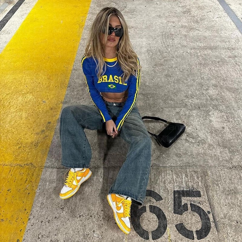 Crop top brasil mujer y2k