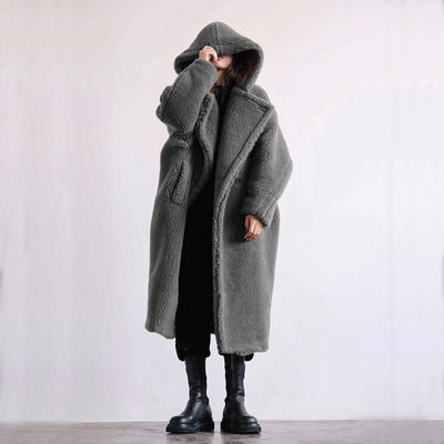 Faux Fur Coat Women's Coat Mid-length Coat Grey MUST HAVE
