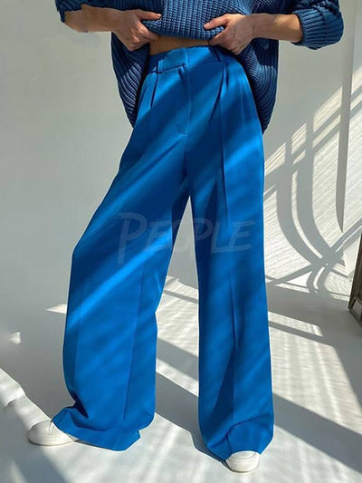 High Waist Pants Blue MUST HAVE