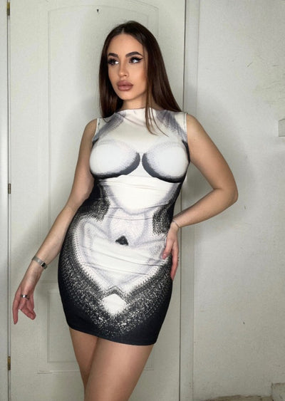 Abito mini nudo print donna Consegna 24h