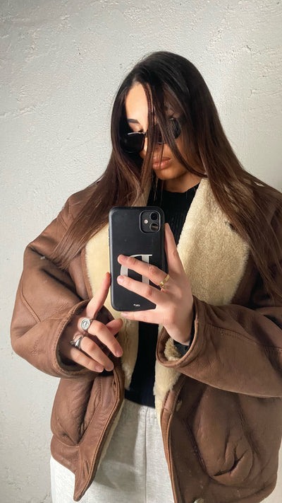 Montone brown vintage originale 80 s' Consegna 24h